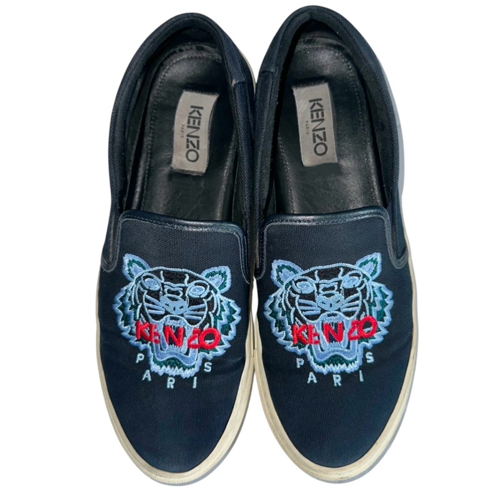 KENZO Women's Navy Blue Tiger Embroidered Slip On Sneakers- Size EU40